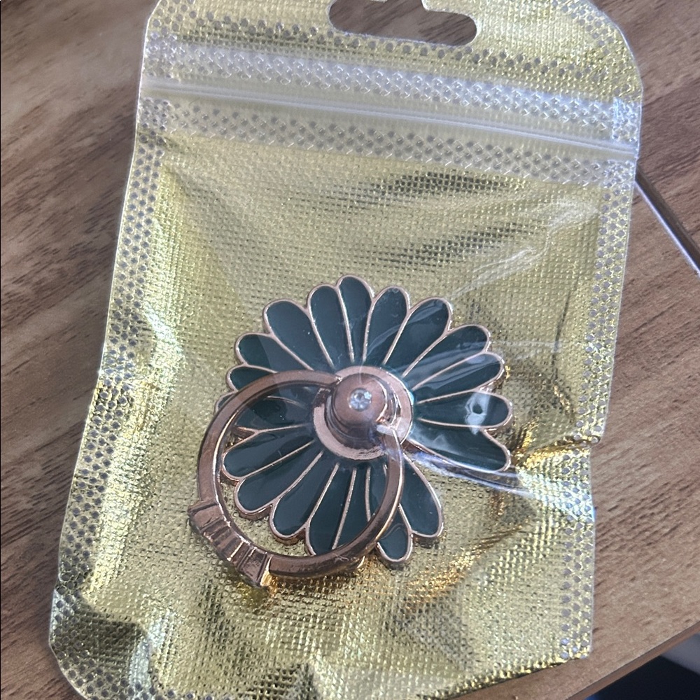 Elegant Green Floral Ring Holder - Phone Ring Holder 360 Rotation Glitter Bling